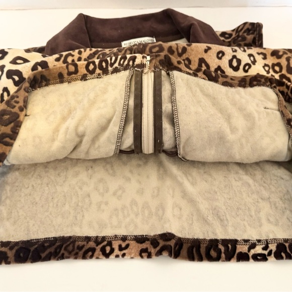 Rebecca Malone Velour Collared Zippered Vest Ladies Size XL Brown Animal Print - Picture 10 of 16